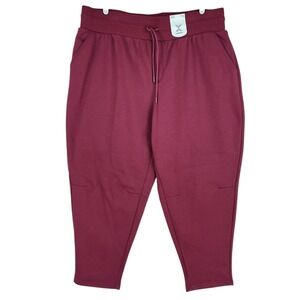 Xersion Women's Classic Fleece Loose Fit Burgundy Pants Size XXL Drawstring NWT